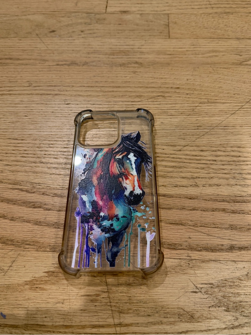 iPhone 15 pro max Clear Horse Art Phone Case - Multicolor